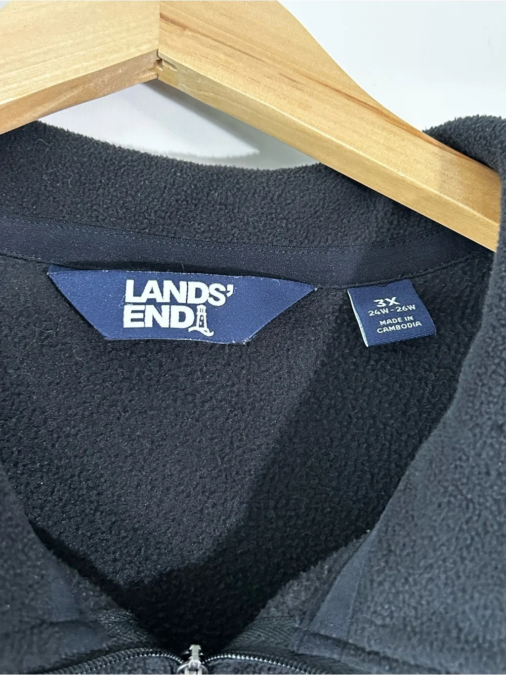 Lands' End Women’s Black Half-Zip Fleece Pullover